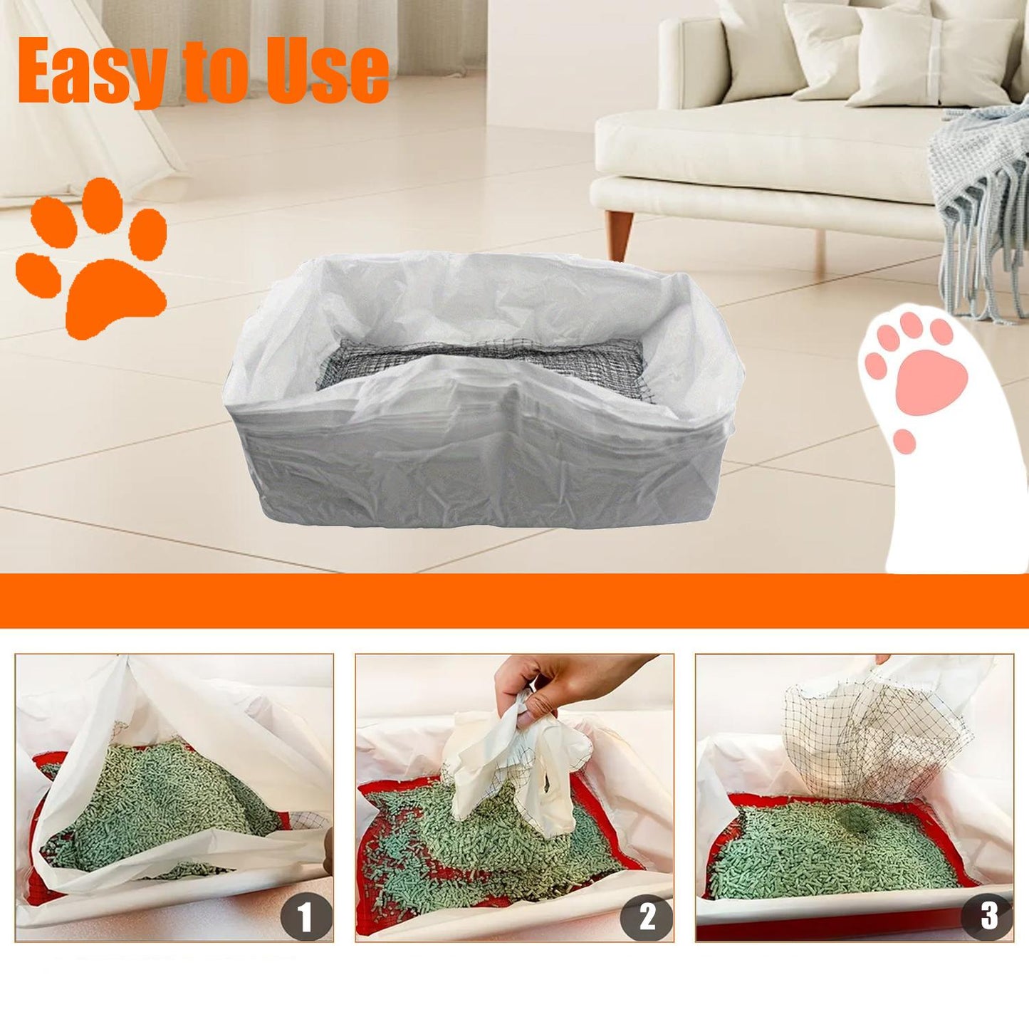 1 Pack 10PCS Reusable Washable Mesh Cat Litter Filter Bags Quick Sift Litter Cleaner Non Dirty Easy Clean Pet Litter Sifting Bags for Cat Litter Box Maintenance