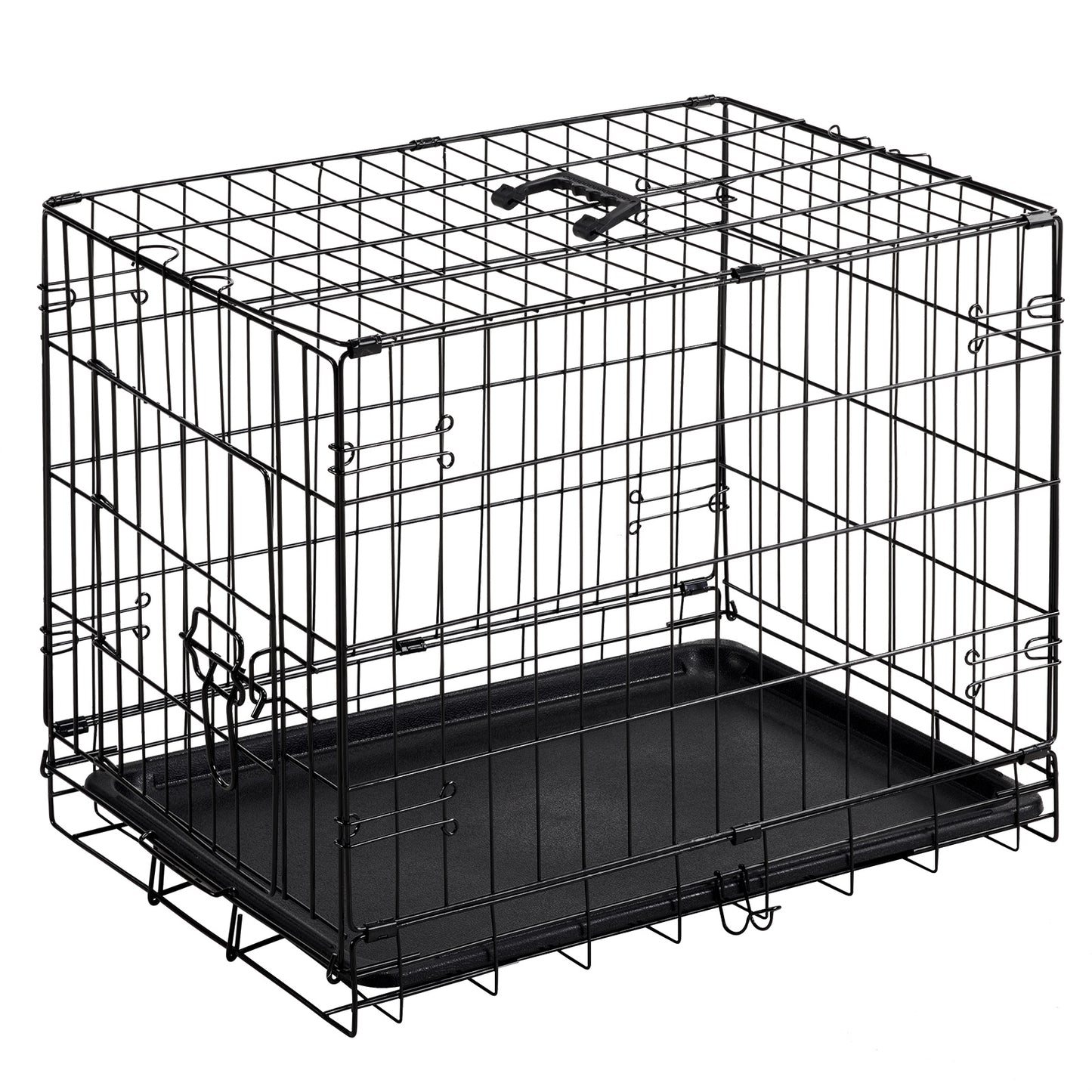 24 Inch Single Door Dog Cage Foldable Wire Crate for Small Medium Dogs Sturdy Metal Pet Kennel with Locking System Portable Indoor Outdoor Pet Cage with Removable Pan