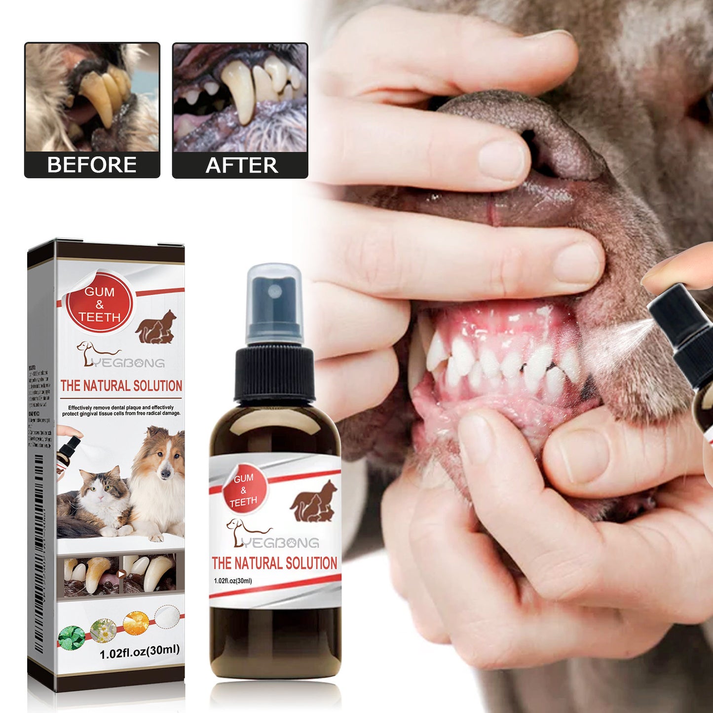 Premium Pet Dental Cleaning Spray - Tartar Remover Freshens Breath | Vet Approved Natural Formula | Safe Daily Use for Dogs Cats