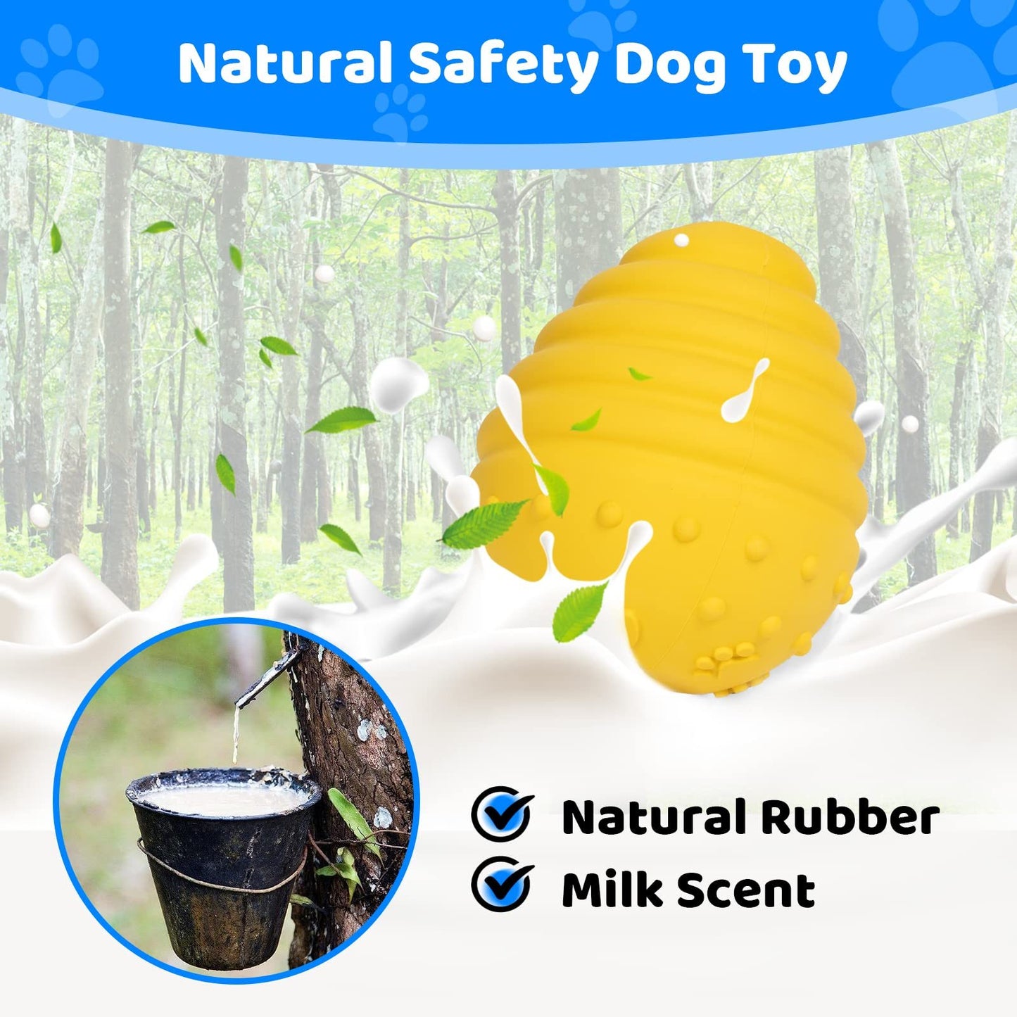 Yellow Egg-Shaped Dog Teething Toy Fetch Treat-Hiding Solo Play Interactive Dispenser Chew Toy for Puppies Dental Cleaning Durable Rubber Treat Puzzle Enrichment Toy