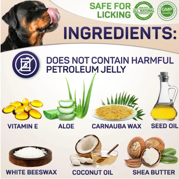 Premium Natural Dog Paw Balm Organic Vet Recommended Lick Proof Soothes Dry Cracked Paws Apply Before Walks Hot Cold Weather Weekly Off Season Pet Paw Care