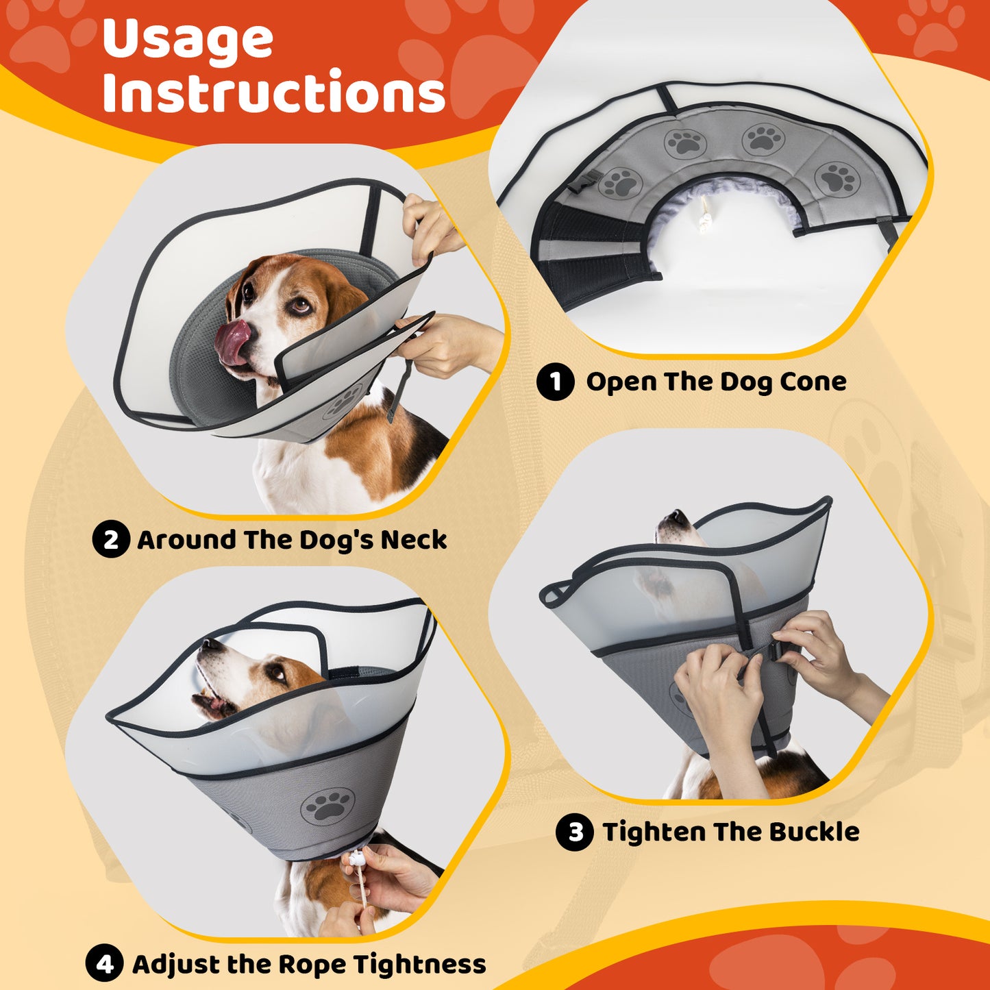 Pet Elizabethan Collar Double Layer Soft Comfortable Anti Licking Bite Cone for Dogs Cats Post Surgery Healing Protective Pet Cone Collar