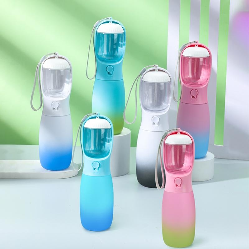 Premium Pet Fashion Hydration Gradient Travel Kettle Portable Water Bottle for Dogs Cats Leakproof One Button Drinking Fashion Gradient Color Pet Hydration Bottle