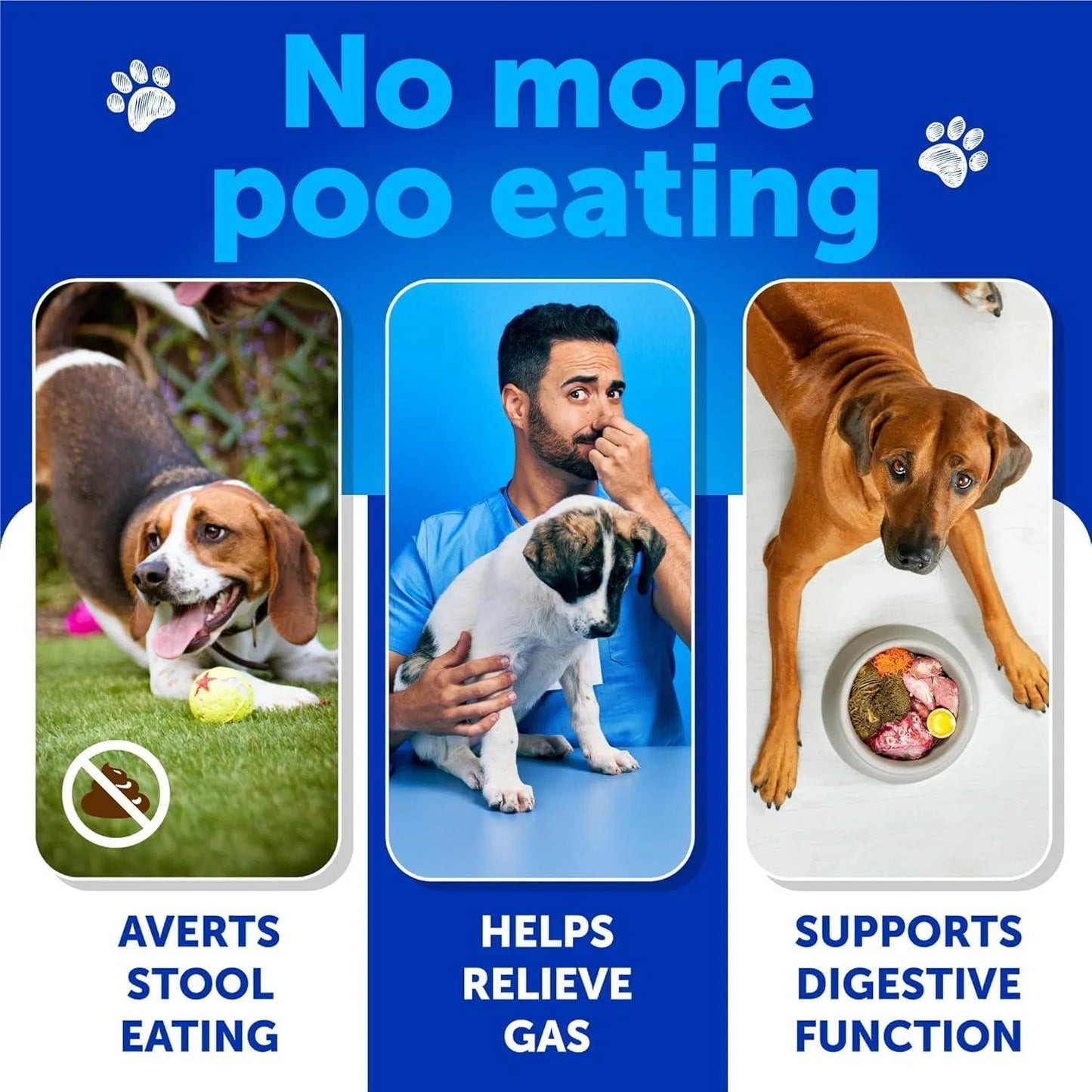 Vet - Formulated Dog No Poo Chews Stop Poop Eating - Probiotics & Enzymes Formula Prevent Coprophagia, Support Gut Health Immune Boosting Treats for Puppies & Dogs