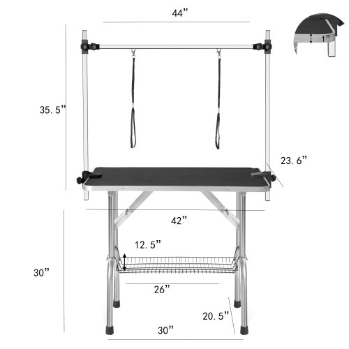 Large Pet Grooming Table for Dogs Cats 42 Inches Adjustable Arms Clips Heavy Duty Animal Grooming Table with Safety Features