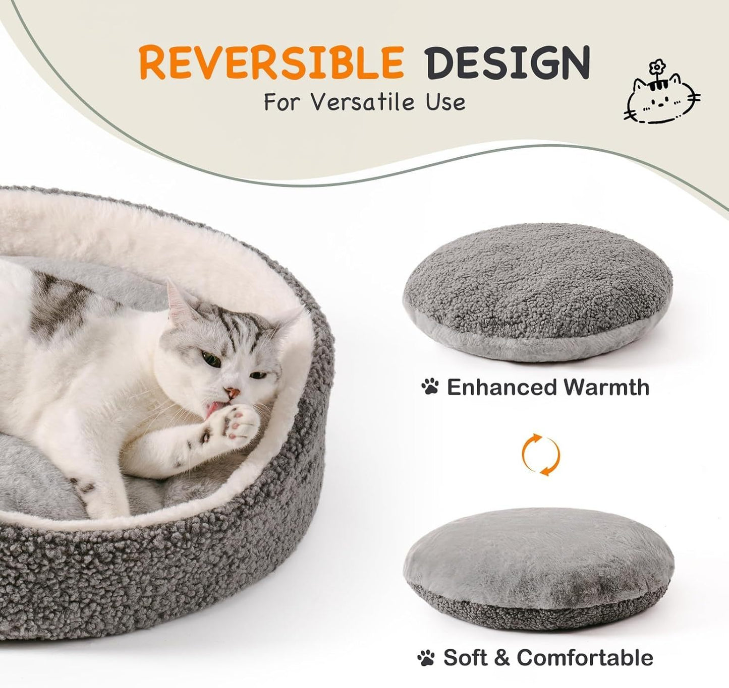 Premium MEWOOFUN Handmade Wool Cat Cave Bed - Natural Felt Hideaway | Cozy Breathable Design for Indoor Cats Kittens | Medium Grey