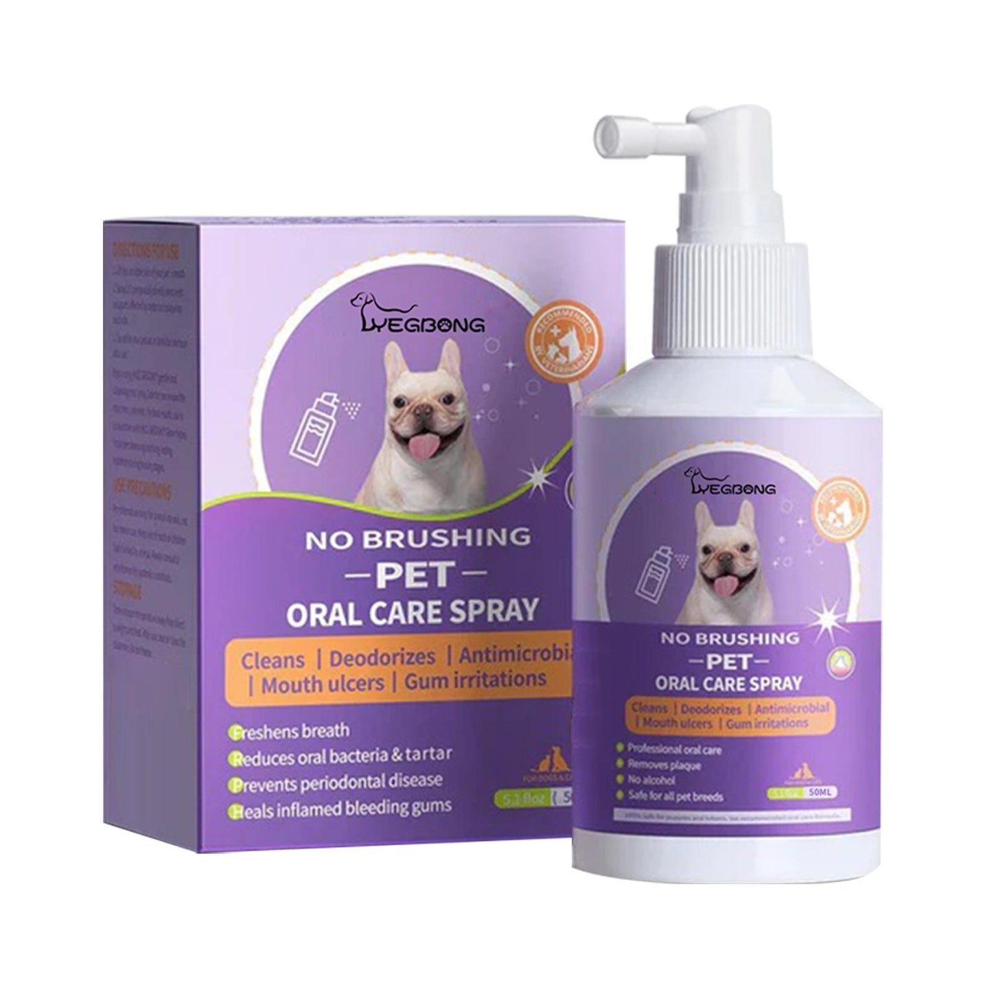 Yegebang Pet Teeth Cleaning Spray for Cats & Dogs - Oral Deodorizer for Fresh Breath