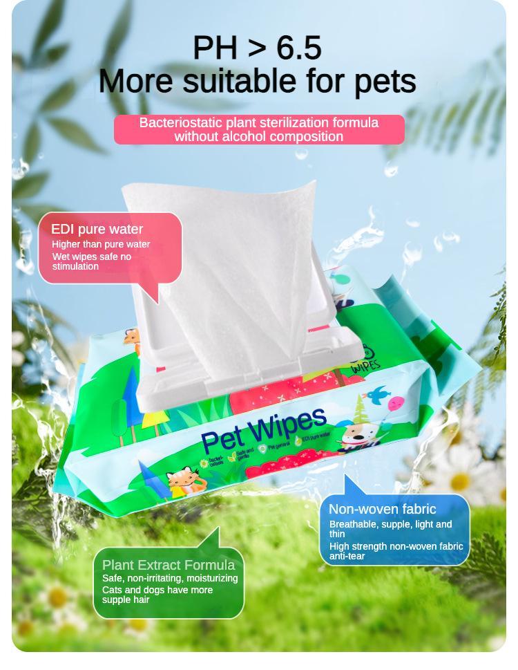 Premium Dog Cat Wet Wipes Fragrance Free Plant Based Hypoallergenic Gentle Cleansing for Paws Ears Fur Eyes Butt No Bath Needed Pet Wipes