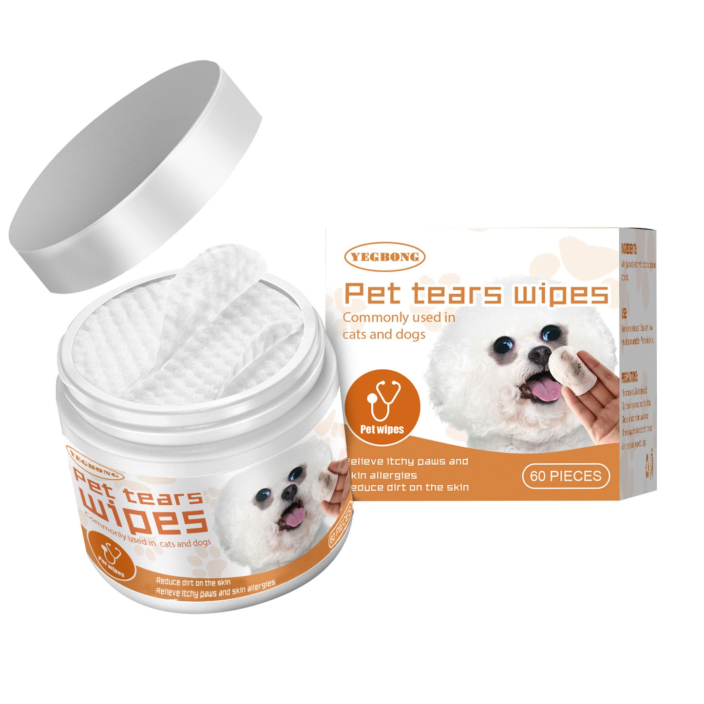 Yegbong Pet Eye - Cleaning Wipes for Dogs and Cats Tear - Stain Removal Remove Eye Dirt Soft Cotton Pad Gentle and Non - Irritating