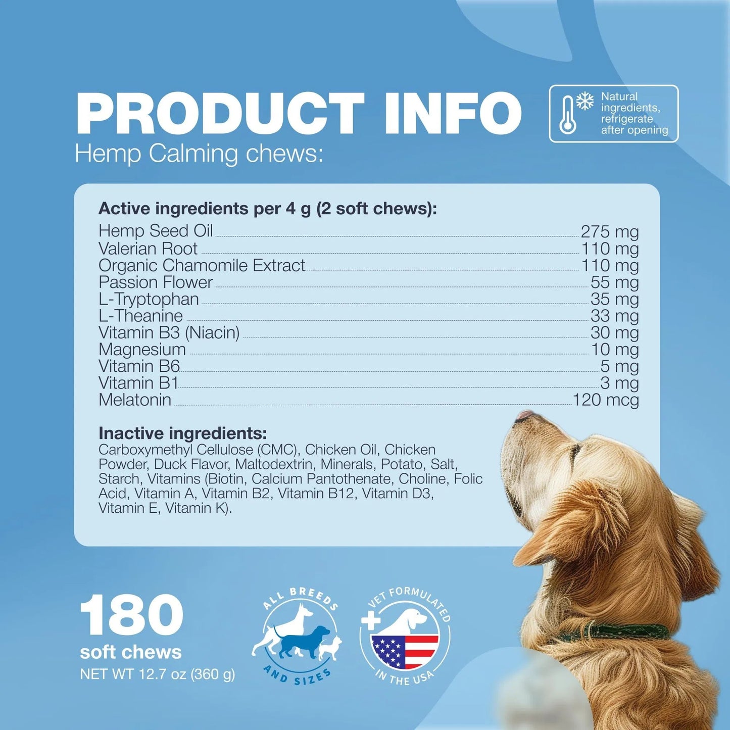 Advanced Natural Hemp Calming Treats for Dogs with Melatonin, Valerian Root, Chamomile & Vitamin B Complex Anxiety Relief for Vet Visits, Grooming, Travel & Fireworks Calming Chews for Thunderstorms, Separation & Daily Stress