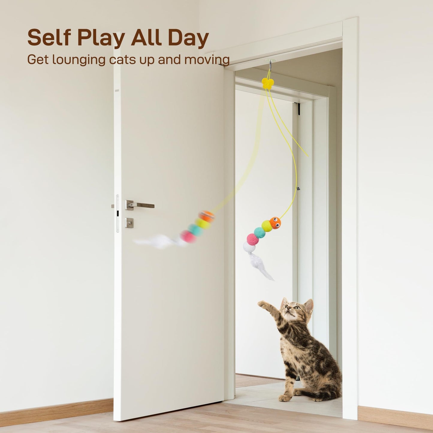 5 Pcs Interactive Cat Feather Toys for Mental Physical Stimulation Lonely Cat Companion Entertainment Plush Feather Teaser Toys for Indoor Cats