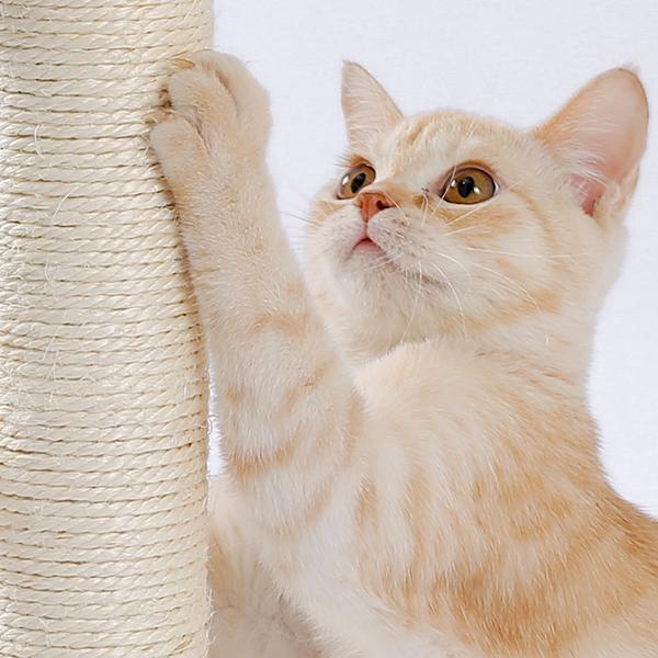 Cat Scratcher Toy 2 Level Balls Natural Sisal Post Furry Ball Fun Protects Furniture Keeps Cats Busy Safe Durable for All Cat Ages Fits Home Decor