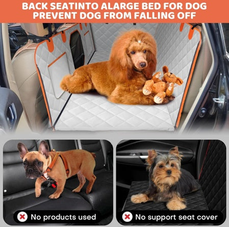Dog Backseat Extender Car Seat Cover with Hard Bottom 400LB Capacity Sturdy Waterproof Dog Hammock for Car Travel Pet Safety Protector