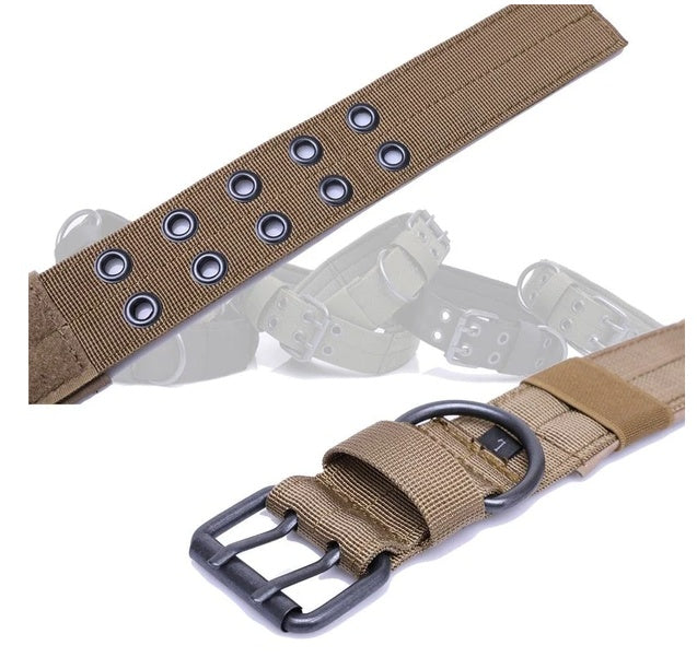 Wide Heavy Duty Nylon Tactical Dog Collar K9 Military Style with Metal Buckle for Large Dogs Durable Adjustable Pet Collar for Training Working Outdoor
