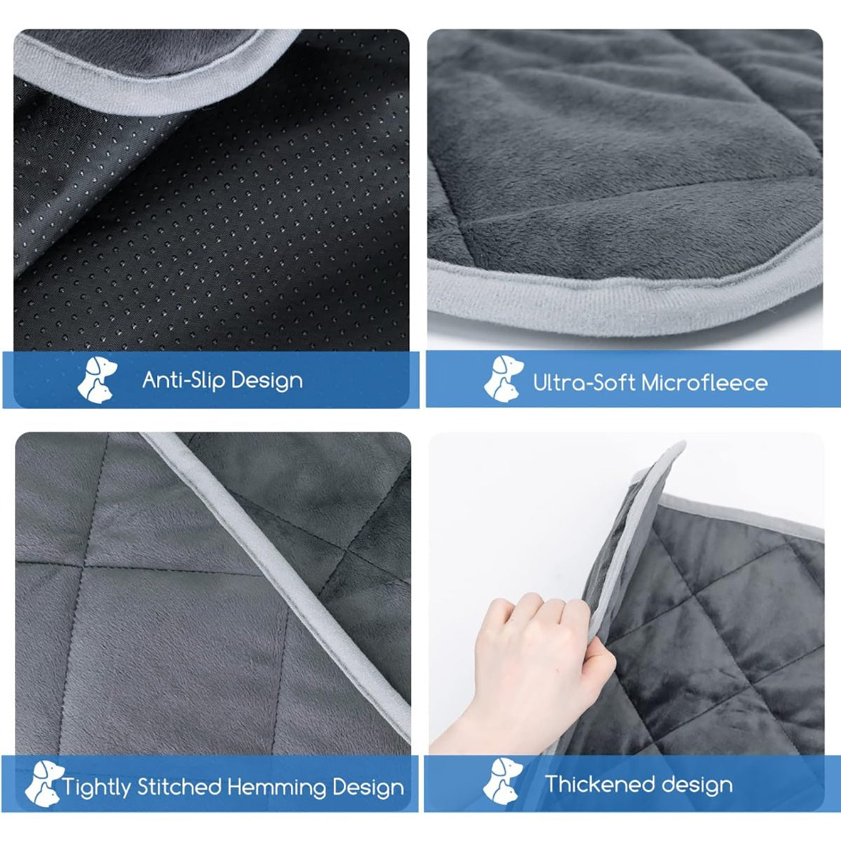 Premium Self-Heating Pet Bed Mat for Dogs Cats - Extra Warm Thermal Pad Non-Slip Bottom | Washable Crate Blanket for Indoor Outdoor Use | Self Heating Cat Mat Dog Bed with Insulated Liner