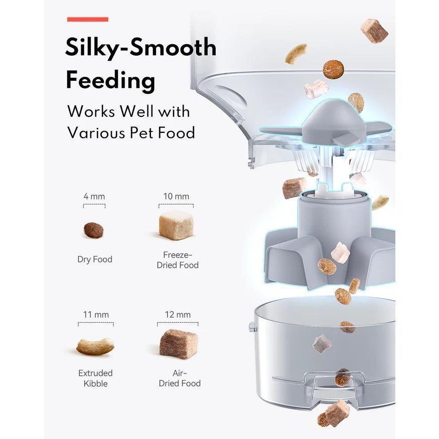 Smart Pet Auto Feeder Quick Dual Connection 3 Sec Setup All Pet Food Compatible 6 Month Long Battery Life For Cat Dog Parents