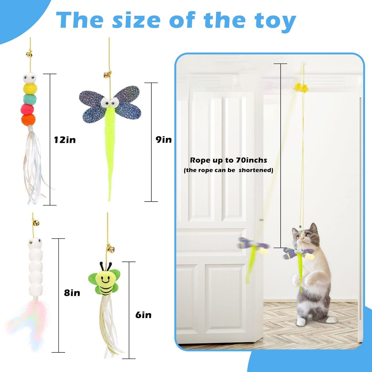 5 Pcs Interactive Cat Feather Toys for Mental Physical Stimulation Lonely Cat Companion Entertainment Plush Feather Teaser Toys for Indoor Cats