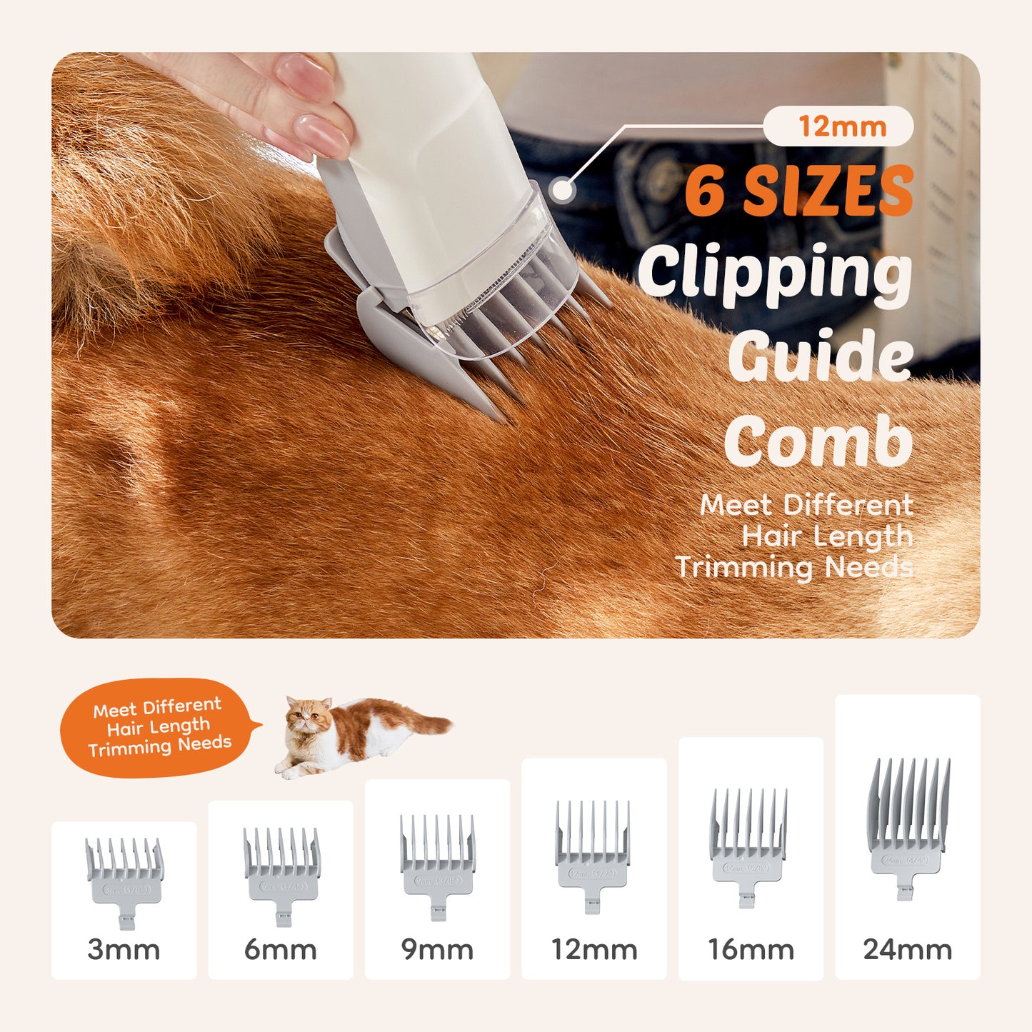 Pet Grooming Cleaning Kit 6 Size Clipper Guide Comb 99% Pet Hair Removal Vacuum Roller Brush Nozzle Head Multi Tool Set for Home Sofa Car Pet Hair Care