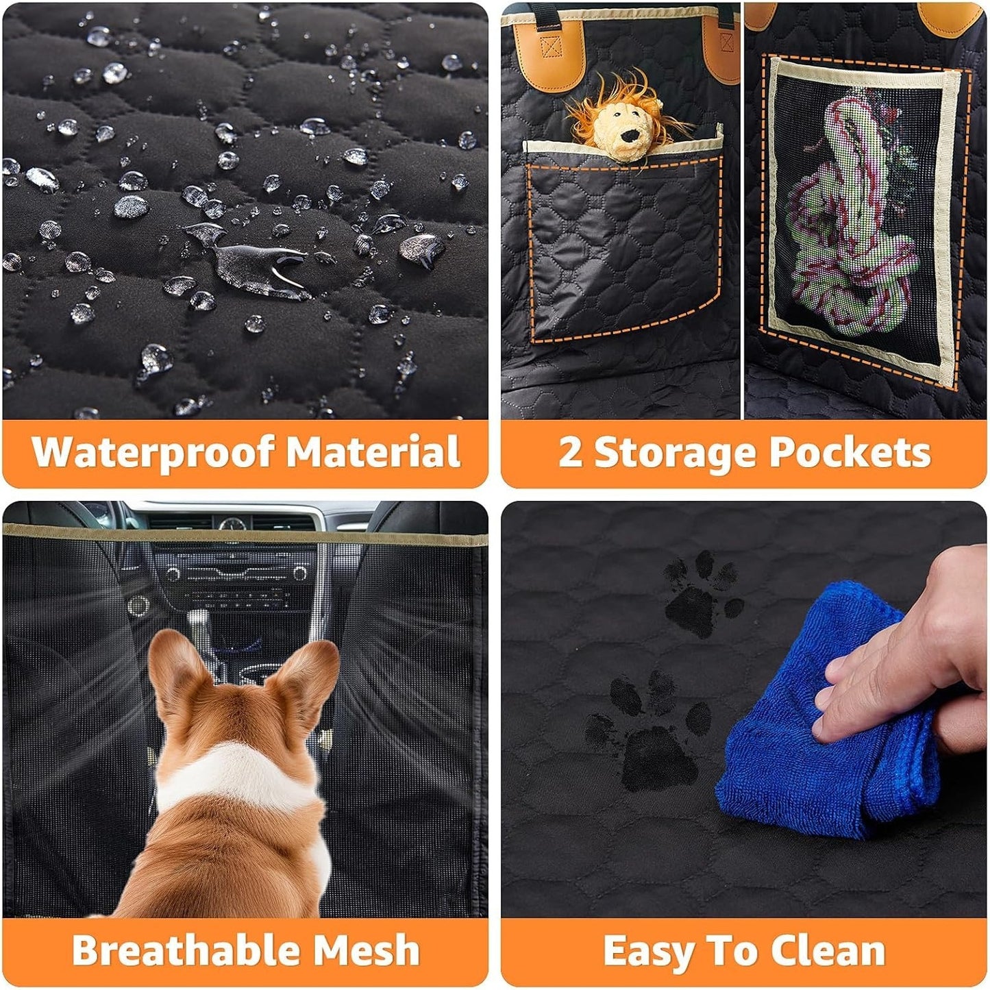 Premium Dog Car Back Seat Extender - Waterproof Hammock | 600D Heavy Duty, Scratch Proof, Non-Slip | Hard Bottom Detachable for SUVs, Travel
