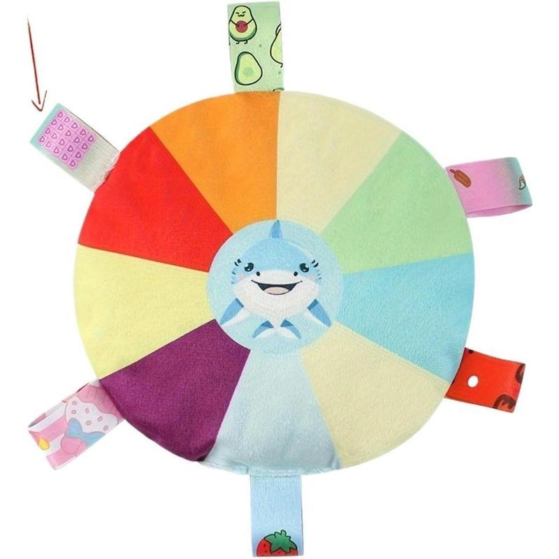 Plush Pet Dog Flying Discs Chew Toys Interactive Tug Of War Dog Toys with Bells Inside Turntable Pattern Washable Bite Resistant Pet Toys for Dogs