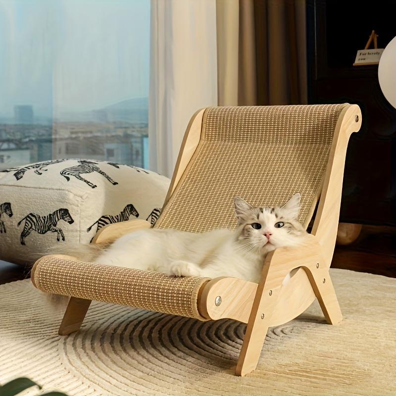 2 in 1 Cat Hammock and Scratcher Durable Linen Rope Cat Bed All Season Pet Resting Chair for Kittens Small Pets Cozy Scratch Pad for Claw Sharpening