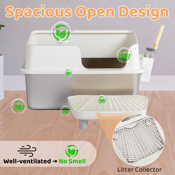 Stainless Steel Cat Litter Box - Extra Large, Anti-Tracking, Odor-Resistant with Filter Pedal