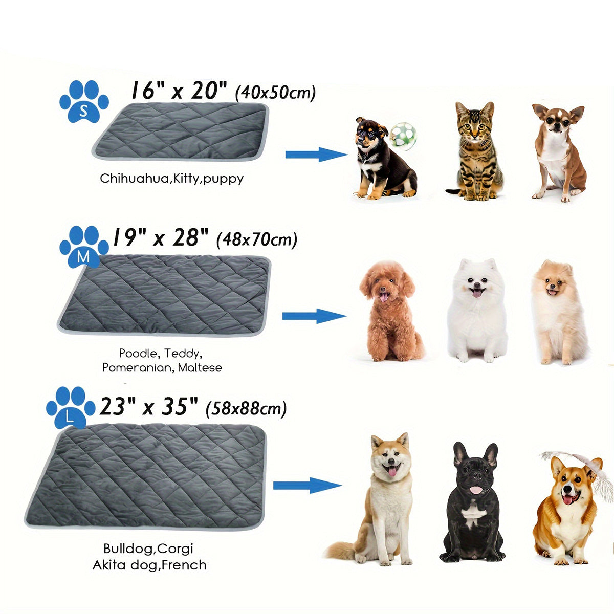 Premium Self-Heating Pet Bed Mat for Dogs Cats - Extra Warm Thermal Pad Non-Slip Bottom | Washable Crate Blanket for Indoor Outdoor Use | Self Heating Cat Mat Dog Bed with Insulated Liner