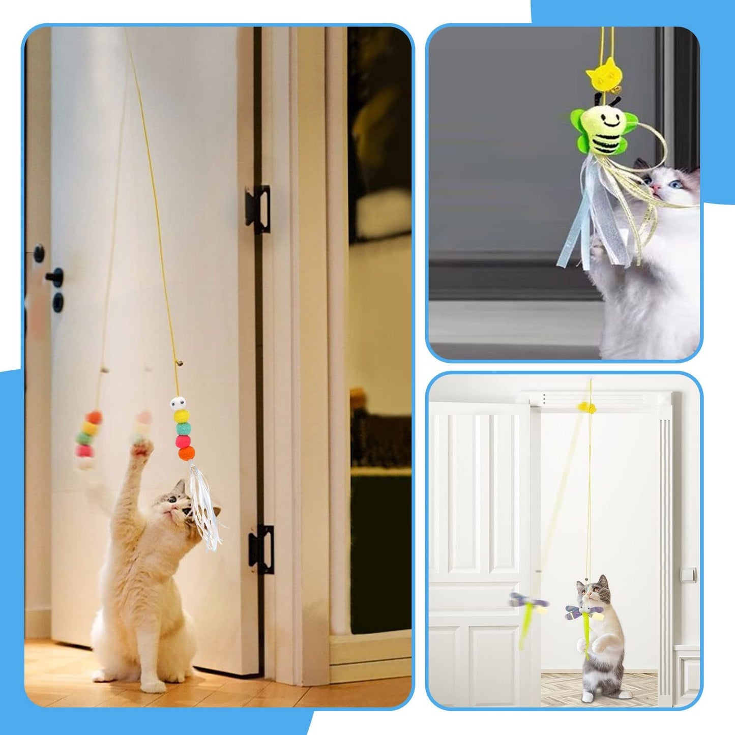 5 Pcs Interactive Cat Feather Toys for Mental Physical Stimulation Lonely Cat Companion Entertainment Plush Feather Teaser Toys for Indoor Cats