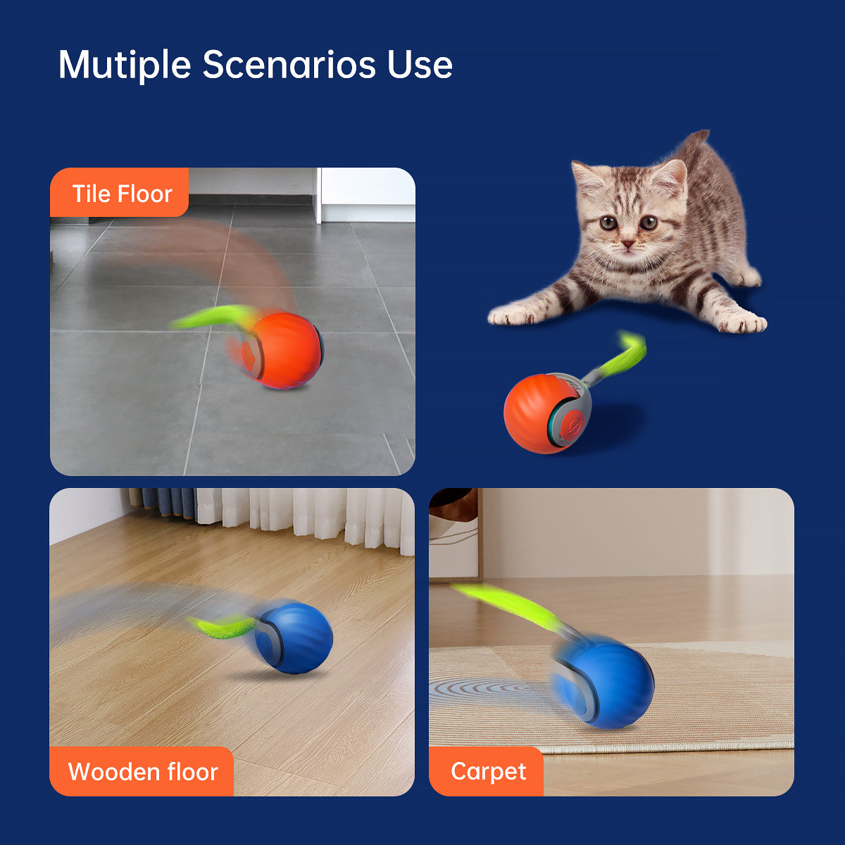 2025 Smart Interactive Cat Ball - Type-C Rechargeable Auto Teaser Toy for Cats - Premium Pet Supplies