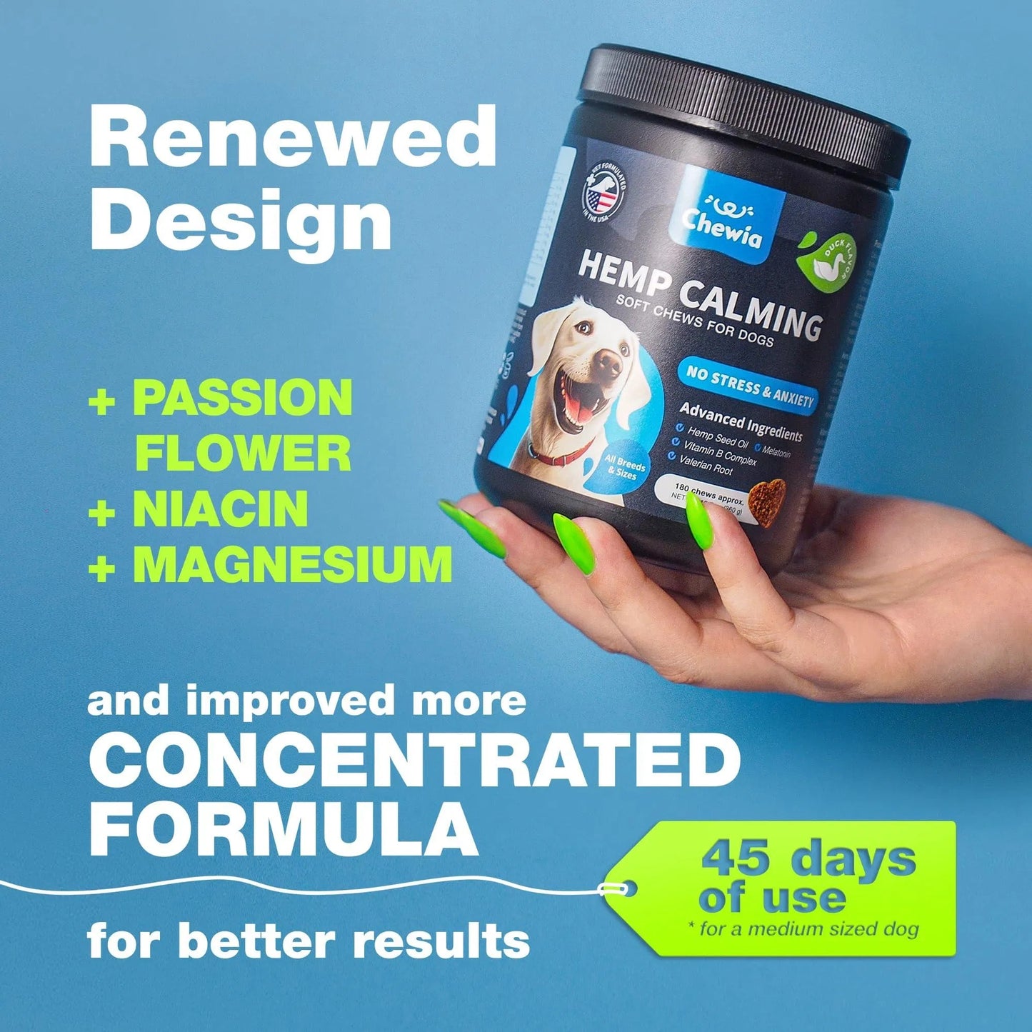 Advanced Natural Hemp Calming Treats for Dogs with Melatonin, Valerian Root, Chamomile & Vitamin B Complex Anxiety Relief for Vet Visits, Grooming, Travel & Fireworks Calming Chews for Thunderstorms, Separation & Daily Stress