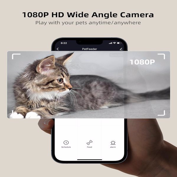LAMPICK 1080P HD Smart Cat Feeder with Camera - App-Controlled Auto Feeding, Two-Way Audio, Motion Detection