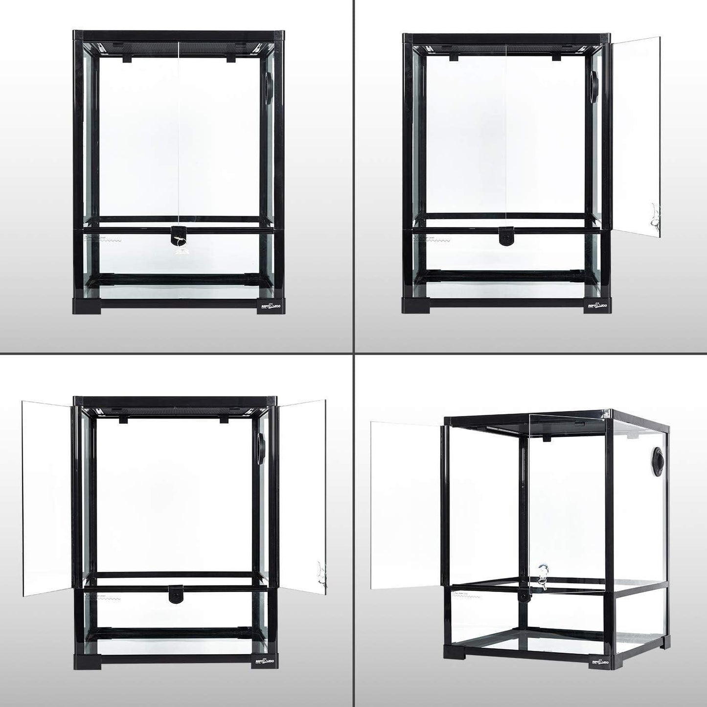 30 Gallon Large Assembled Reptile Glass Terrarium Front Opening Double Hinged Door Top Screen Ventilation Breeding Tank for Lizards Snakes Turtles Amphibians Reptile Habitat
