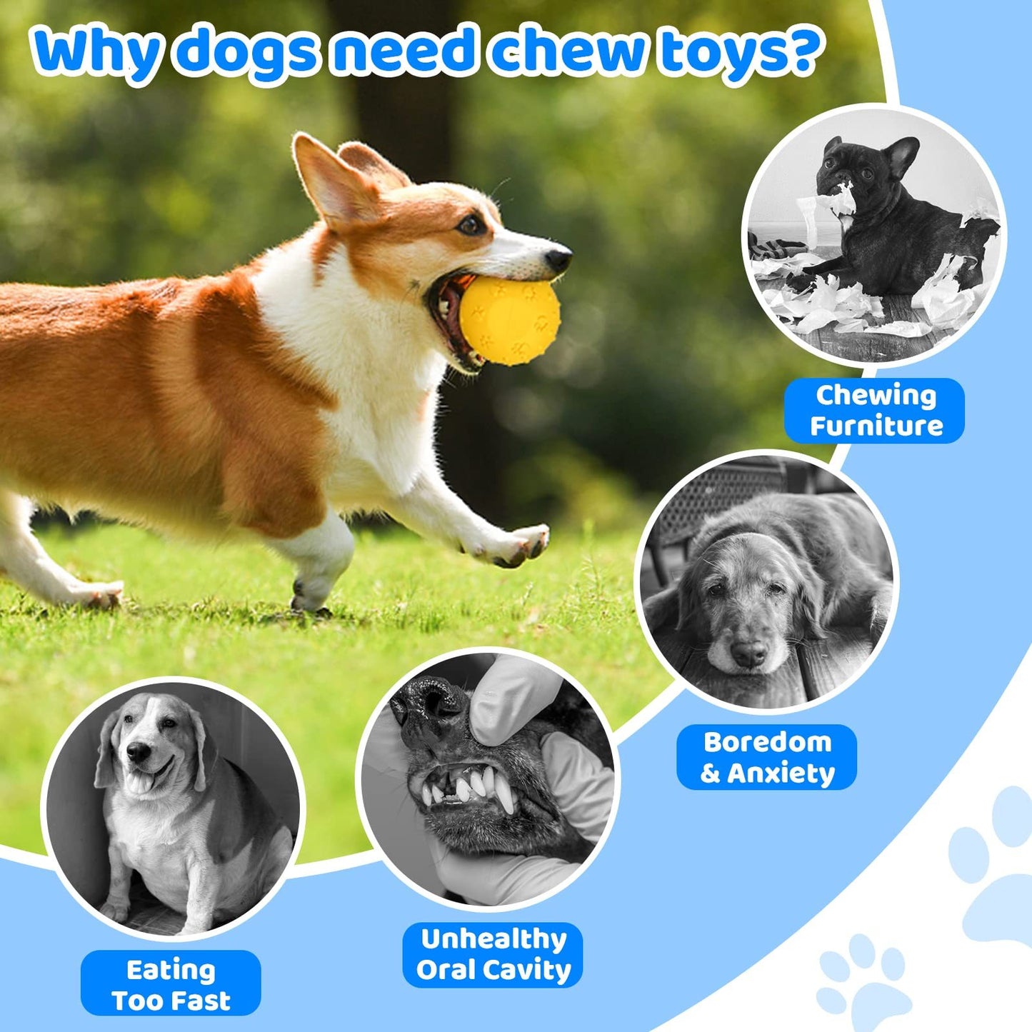Yellow Egg-Shaped Dog Teething Toy Fetch Treat-Hiding Solo Play Interactive Dispenser Chew Toy for Puppies Dental Cleaning Durable Rubber Treat Puzzle Enrichment Toy