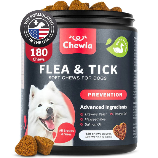 Natural Flea & Tick Prevention Chews for Dogs - Immune Support Delicious Soft Treats - All-Breed Safe Flea Tick Control Vet-Recommended Flea Tick Chews with Immune Boost