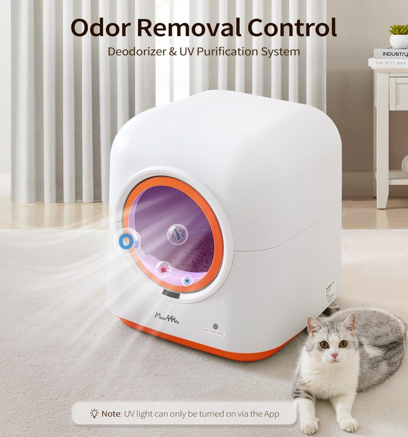 60L Automatic Cat Litter Box Smart App Control Deodorizing Infrared Sensor for Multiple Cats