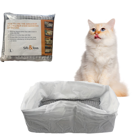 1 Pack 10PCS Reusable Washable Mesh Cat Litter Filter Bags Quick Sift Litter Cleaner Non Dirty Easy Clean Pet Litter Sifting Bags for Cat Litter Box Maintenance