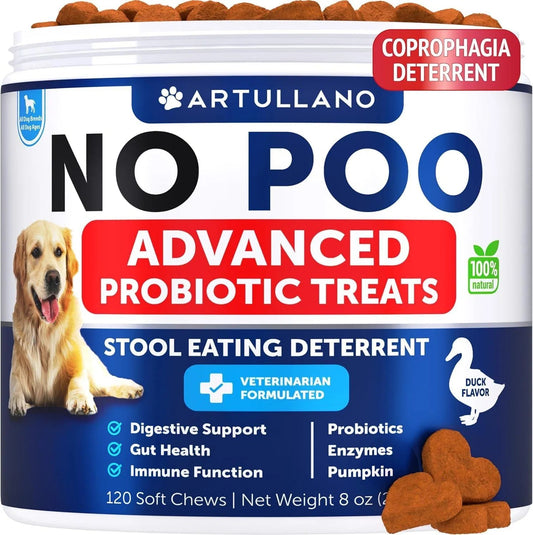 Vet - Formulated Dog No Poo Chews Stop Poop Eating - Probiotics & Enzymes Formula Prevent Coprophagia, Support Gut Health Immune Boosting Treats for Puppies & Dogs