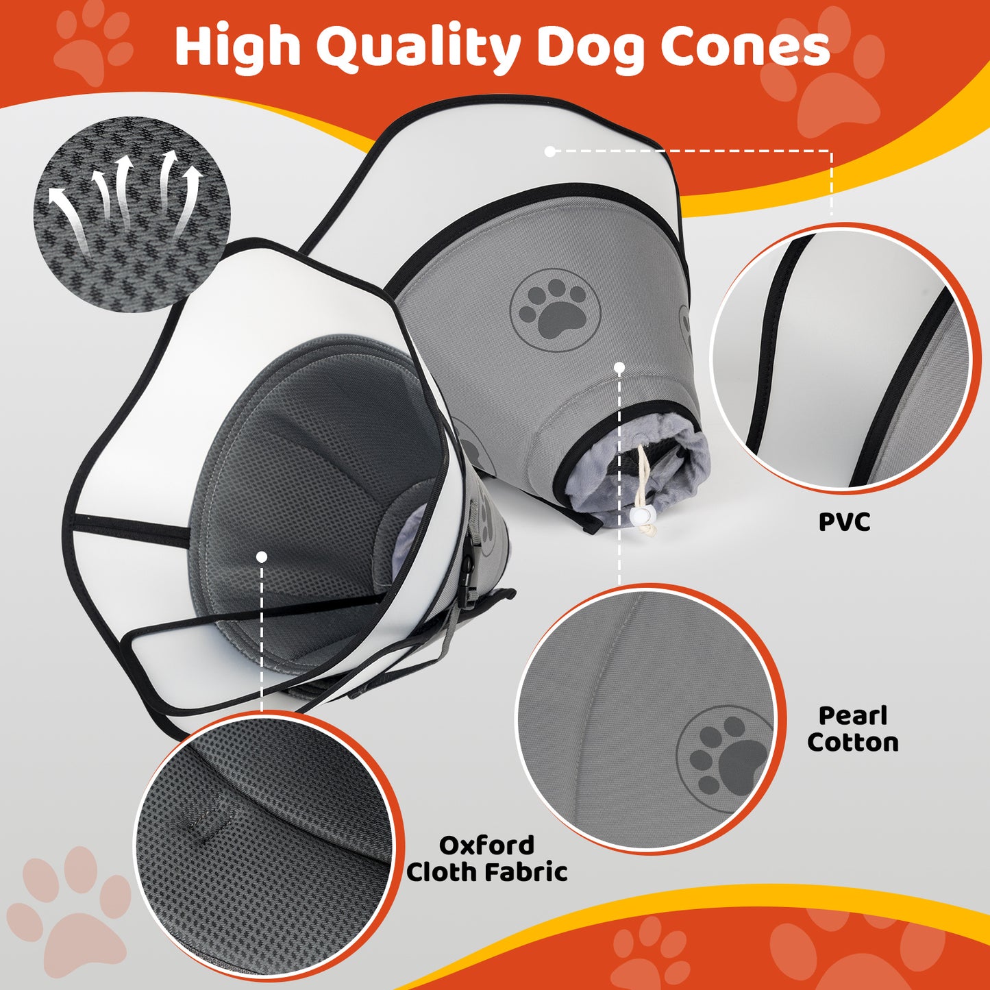 Pet Elizabethan Collar Double Layer Soft Comfortable Anti Licking Bite Cone for Dogs Cats Post Surgery Healing Protective Pet Cone Collar