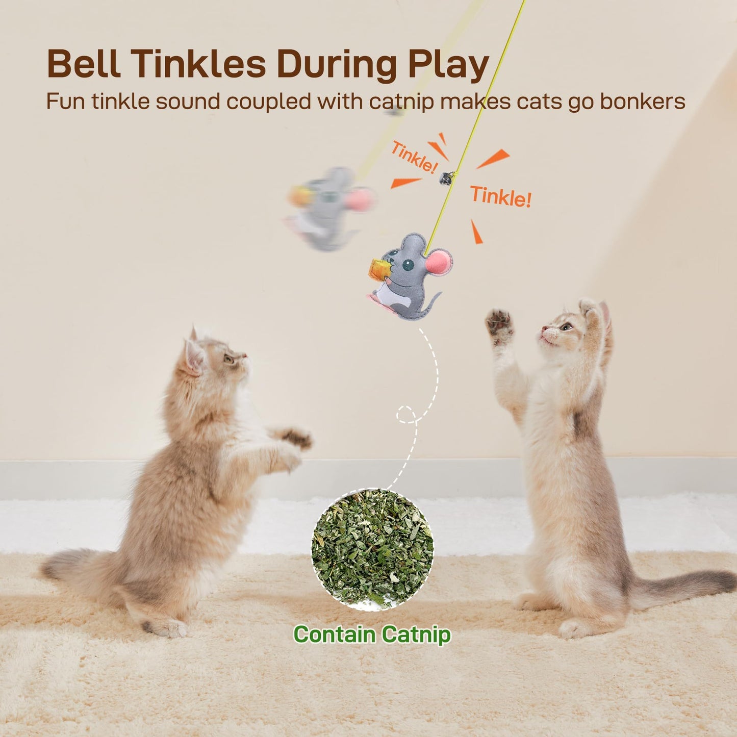 5 Pcs Interactive Cat Feather Toys for Mental Physical Stimulation Lonely Cat Companion Entertainment Plush Feather Teaser Toys for Indoor Cats