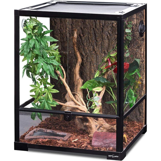 30 Gallon Large Assembled Reptile Glass Terrarium Front Opening Double Hinged Door Top Screen Ventilation Breeding Tank for Lizards Snakes Turtles Amphibians Reptile Habitat