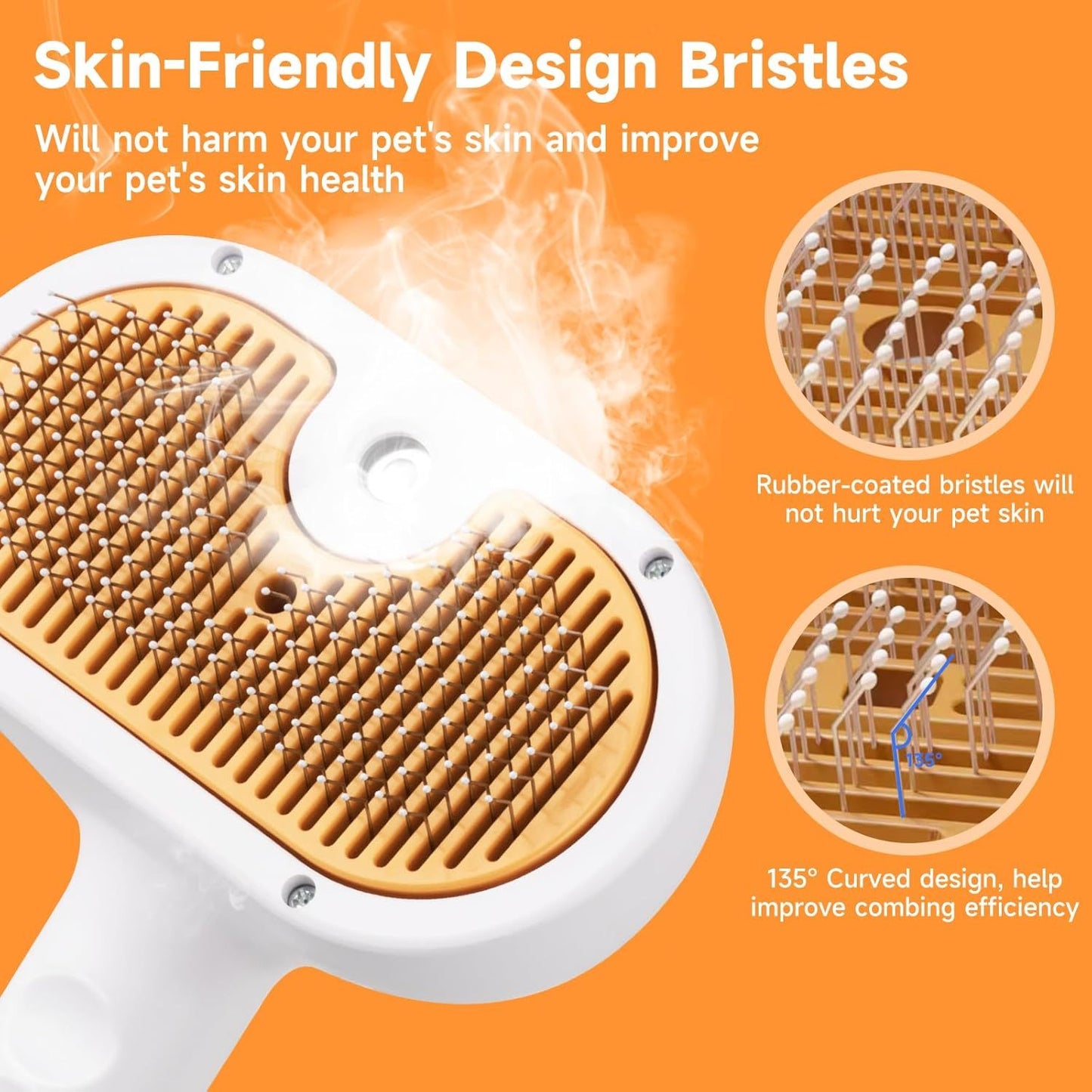 Universal 3 in 1 Pet Steam Brush for Cats Dogs Spray Hair Removal Comb with Waterless Shampoo Ear Towel Pet Grooming Tool for Home Travel Easy Grooming Deshedding Cleaning