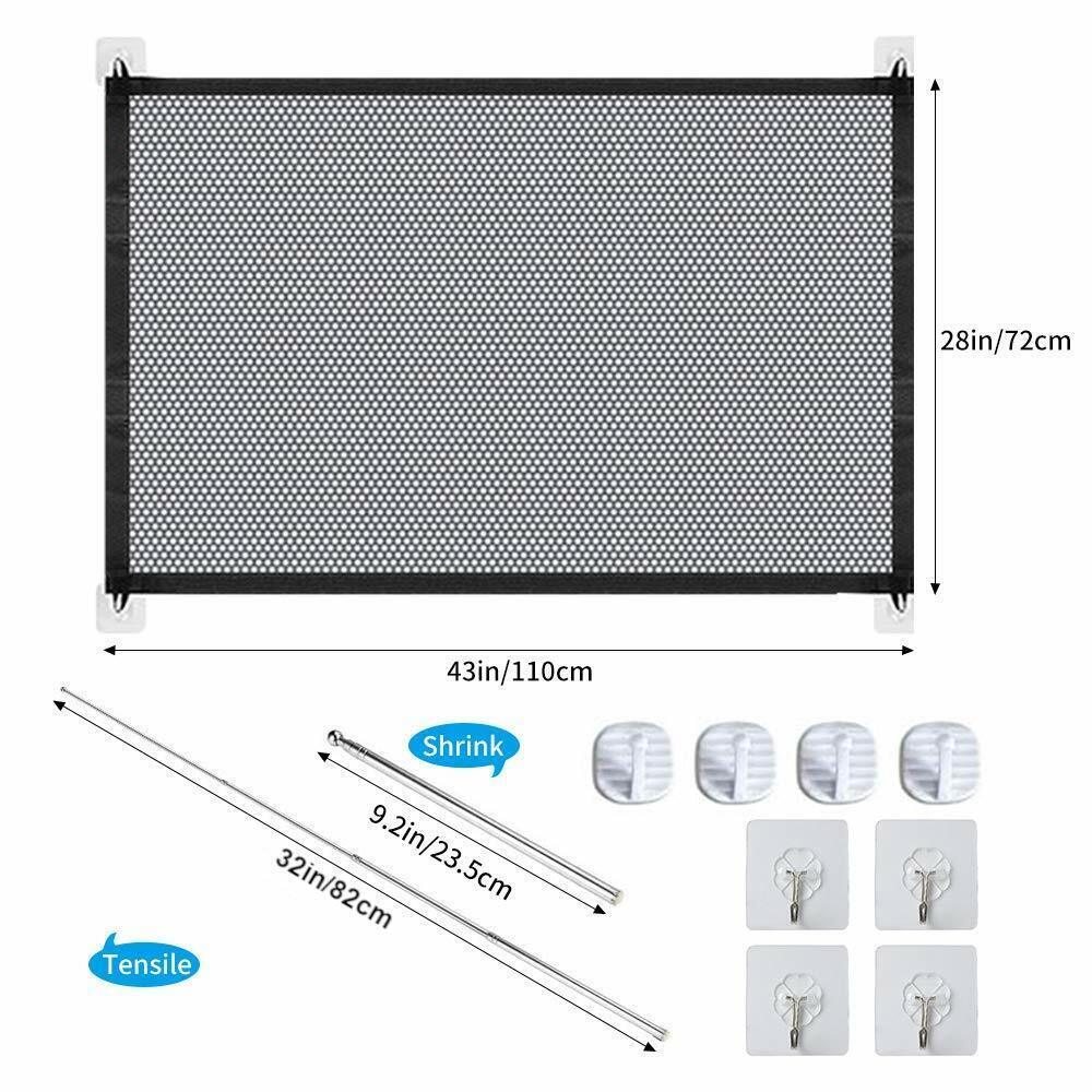 Magic Mesh Pet Safety Gate Portable Guard Net for Dogs Cats Babies Stairs Doors Indoor Outdoor Foldable Mesh Fence Easy Install Pet Barrier Gate with Safety Locks Adjustable Expandable Pet Supplies