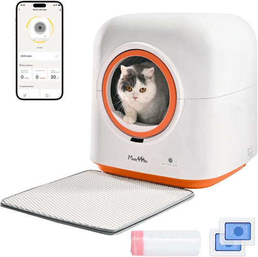 60L Automatic Cat Litter Box Smart App Control Deodorizing Infrared Sensor for Multiple Cats