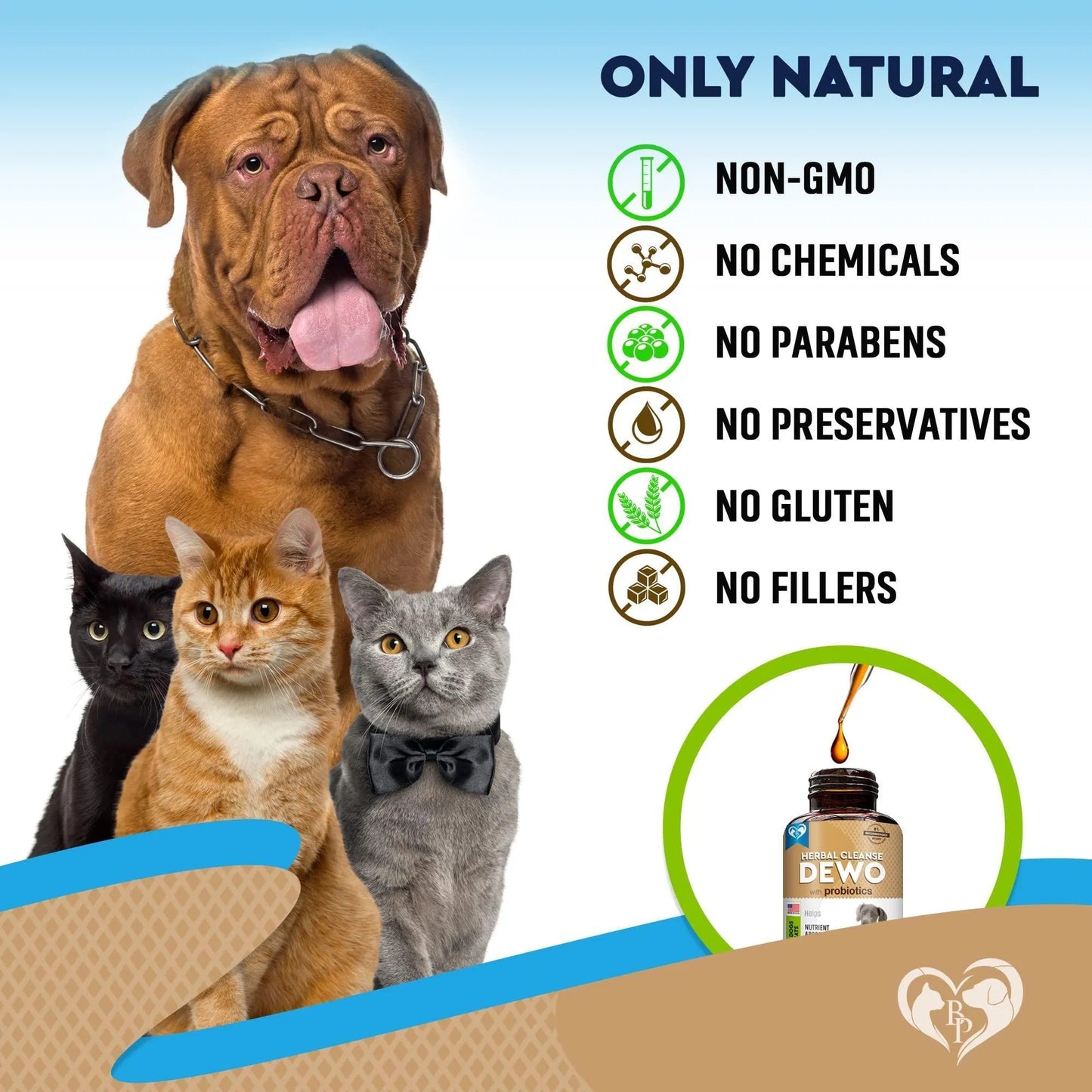 Natural Probiotic Dewormer for Cats & Dogs - Herbal Liquid Drops Parasite Prevention & Digestive Support - Safe for Kittens & Puppies Daily Use - Mix with Pet Food for Worm Control