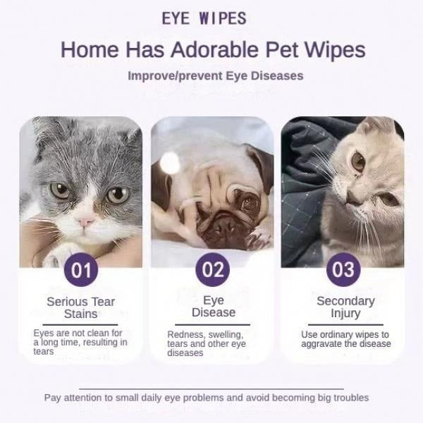 Premium Pet Eye Wipes - 200 Count | Tear Stain Remover, Gentle Cleaning for Dogs Cats | Removes Dirt Debris, Hypoallergenic Formula