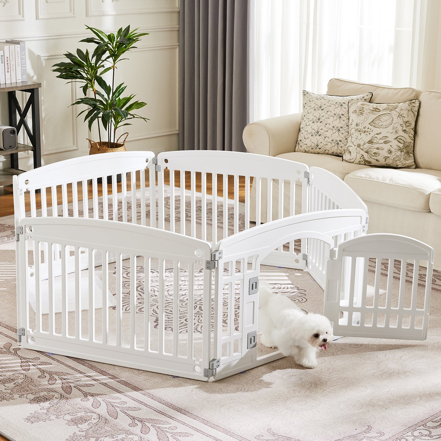 Premium Safe Dog Playpen Fence - Reliable Pet Enclosure for Indoor Outdoor Use | Durable Dog Game Fence with Anti-Tip Design | Ideal for Puppy Training and Pet Exercise