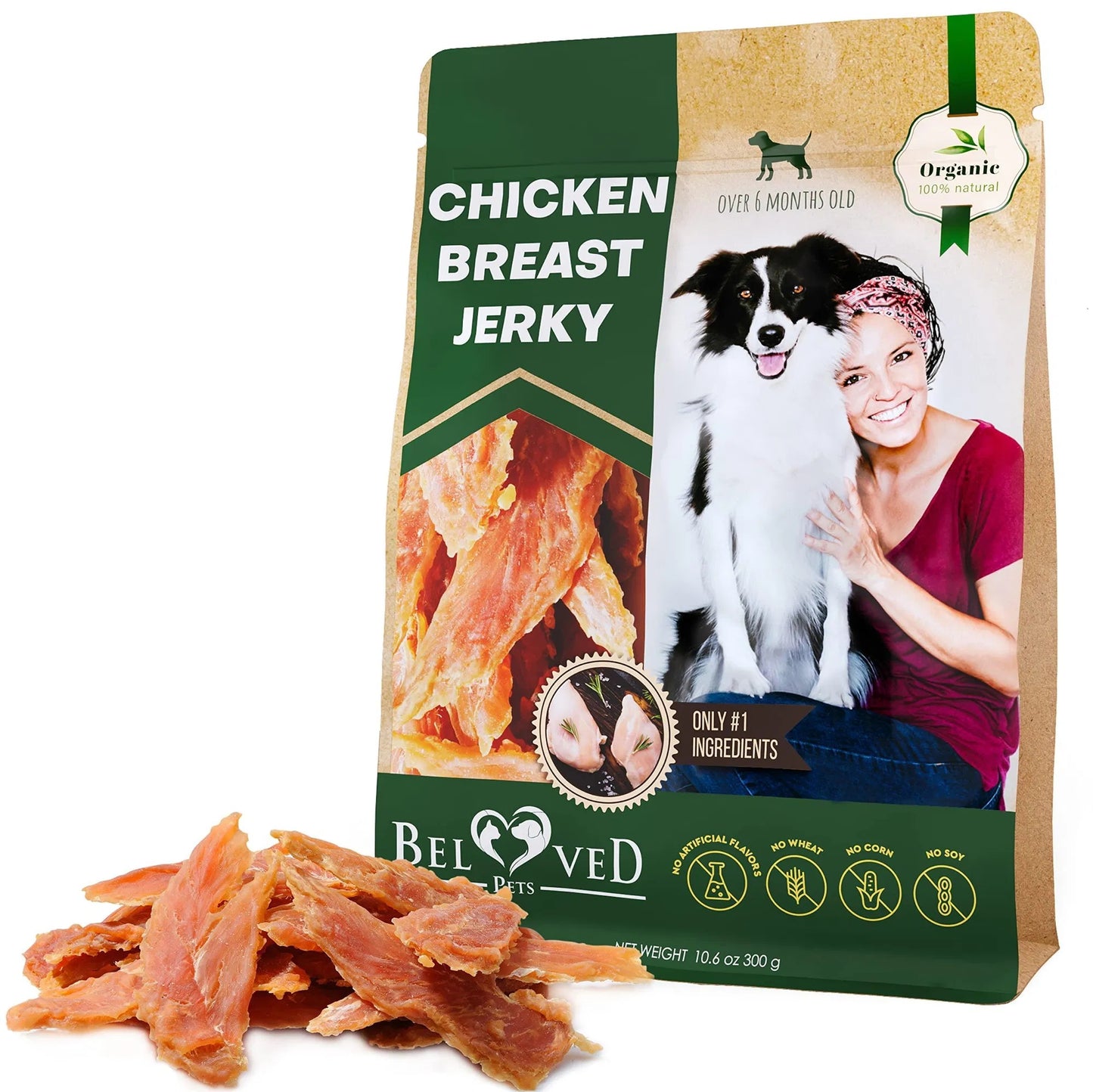 Chicken Jerky Dog Treats All Natural And Organic Healthy Snacks For Large & Small Dogs Grain Free And High Protein Human Grade Pet Chews