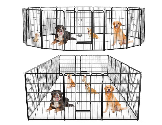 Dog Playpen Indoor Fence Pet Play Yard Game Fence Foldable Portable Dog Enclosure for Puppy Training Exercise Playpen with Gate Sturdy Metal Pet Fence Indoor Outdoor Pet Supplies