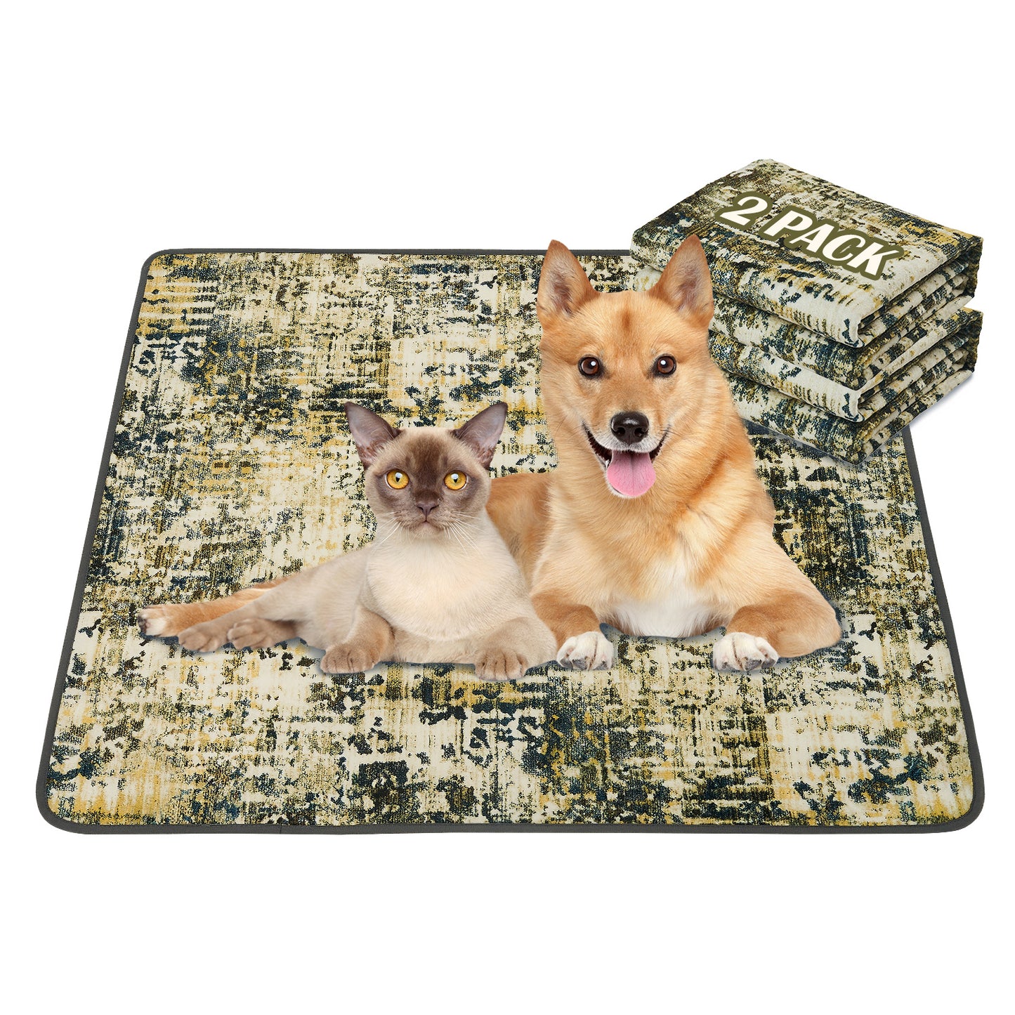 Premium Washable Dog Pee Pads 2-Pack Reusable Puppy Training Pads Super Absorbent Leakproof Non-Slip Potty Pads for Floor Crate Couch Whelping Litter Mat Puppy Supplies