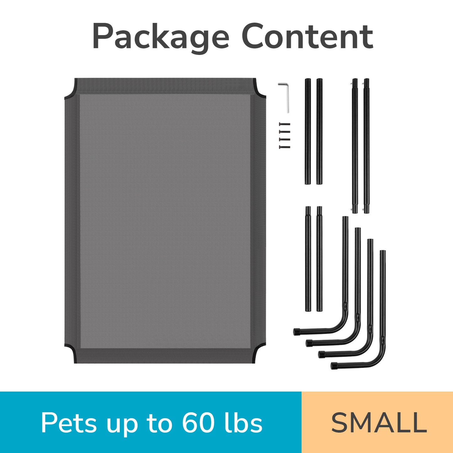 Elevated Dog Bed - 8in Height, Cool Airflow Design, 60LB Capacity, Indoor/Outdoor Pet Bed